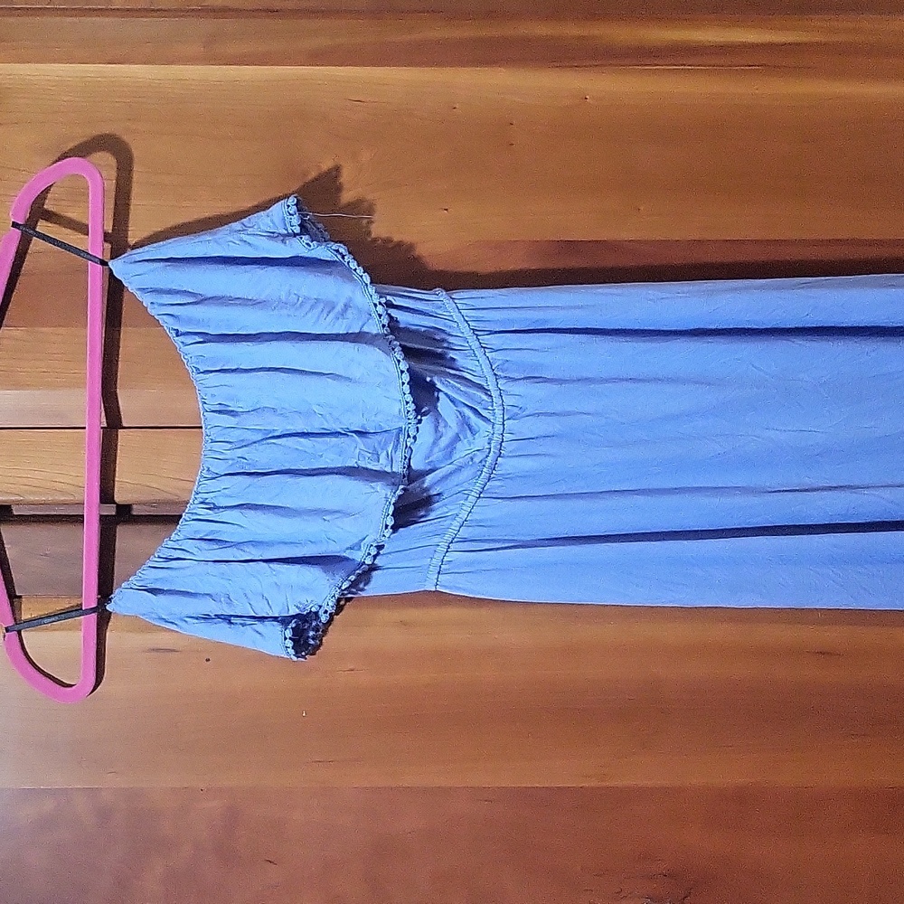 Blue sleevless full length beach dress